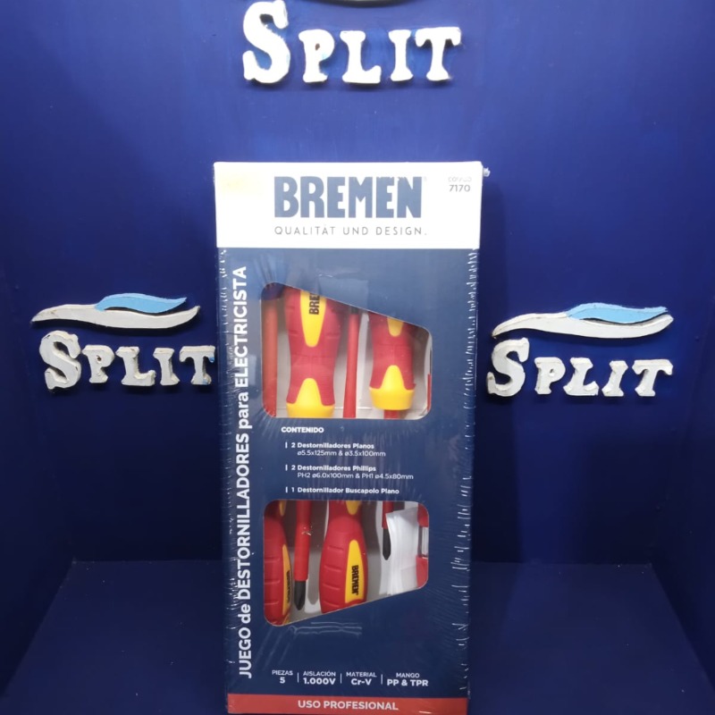 Juego De Destornilladores Electricista  5 Piezas Bremen