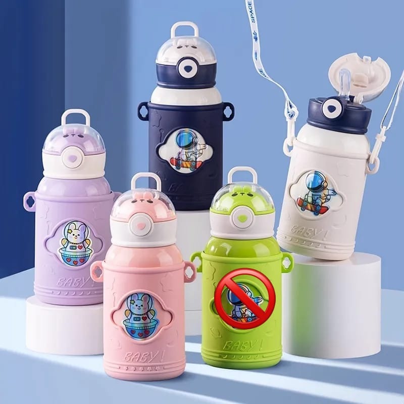 Hoppy De Acero Inoxidable 500 Ml Infantil Con Cuerda Y Sticker