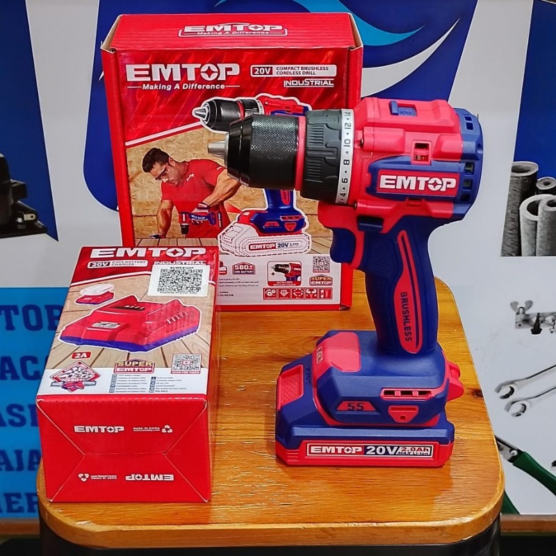 Taladro Atrnillador A Bateria 20v 13mm Emtop