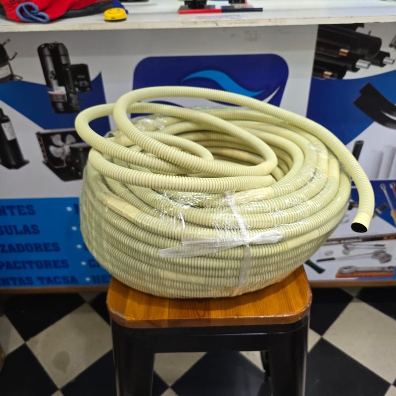 Caño Corrugado Amarillo Con Uniones Por Rollo